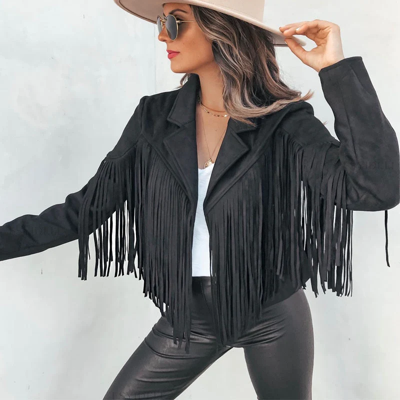 Veste à franges femme manches longues - Image 8