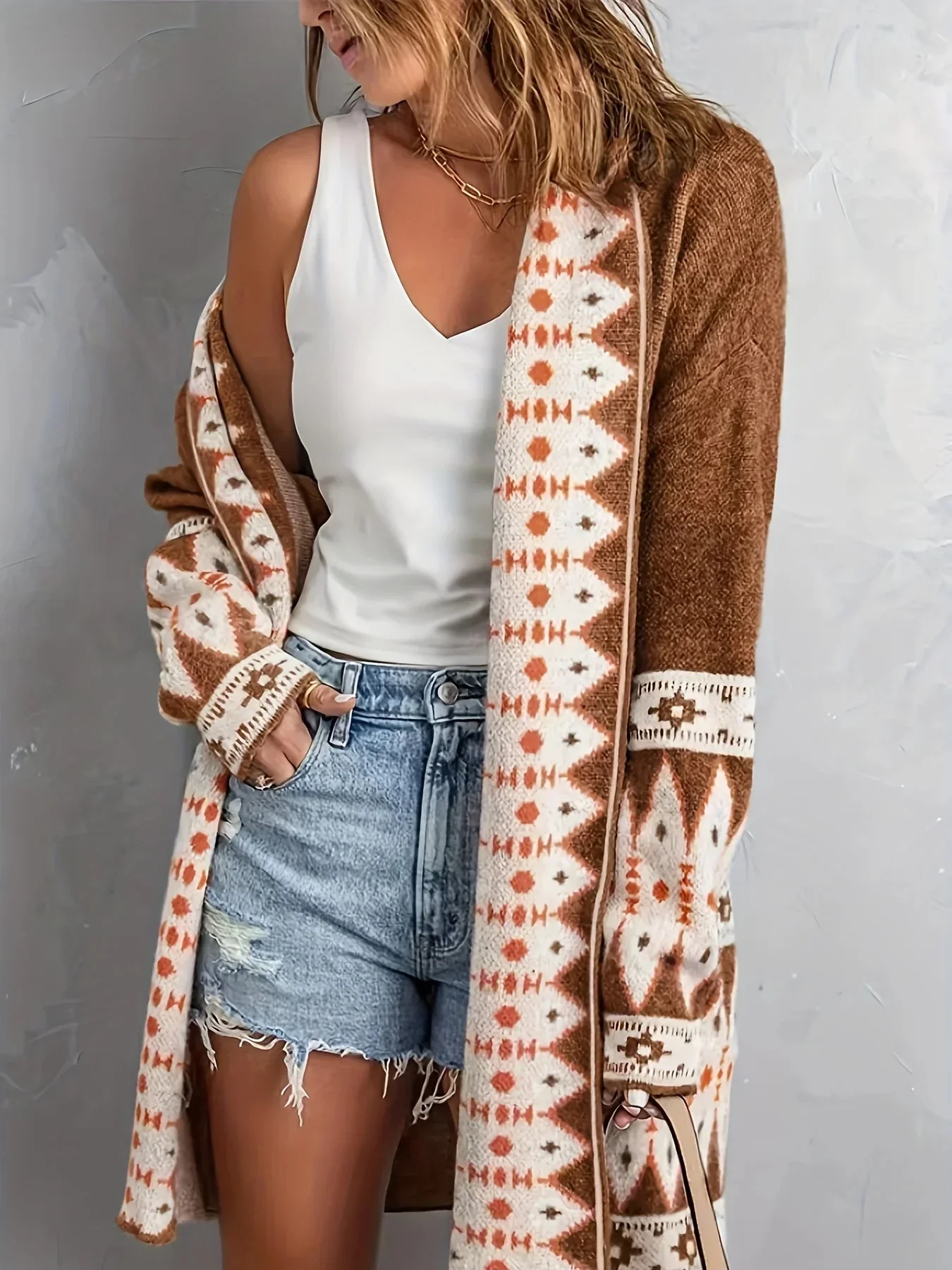 Cardigan femme ouvert devant manches longues - Image 3