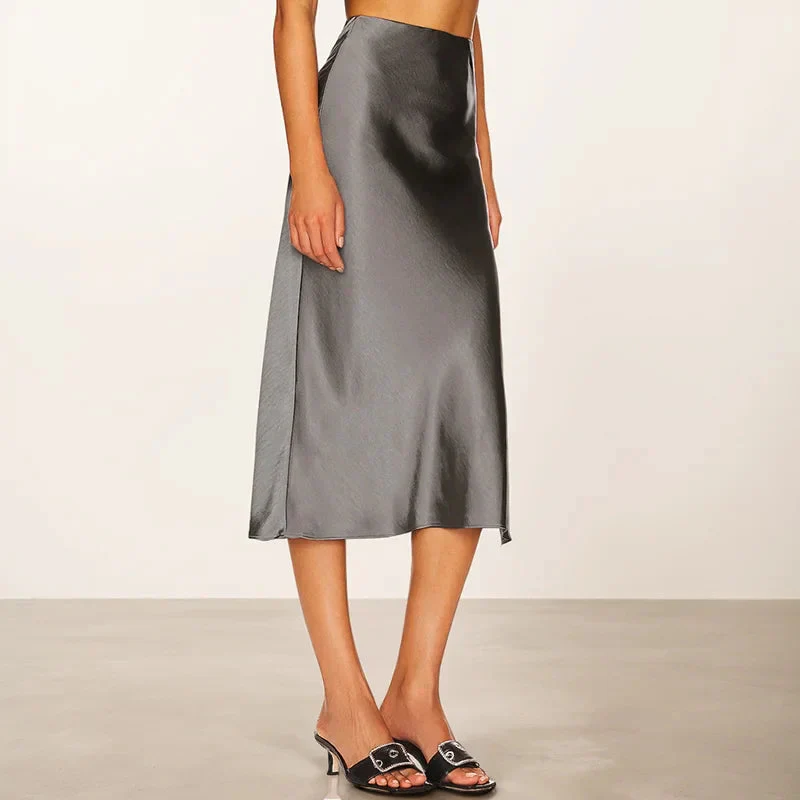 Jupe midi femme coupe trapèze avec fente latérale - Image 4