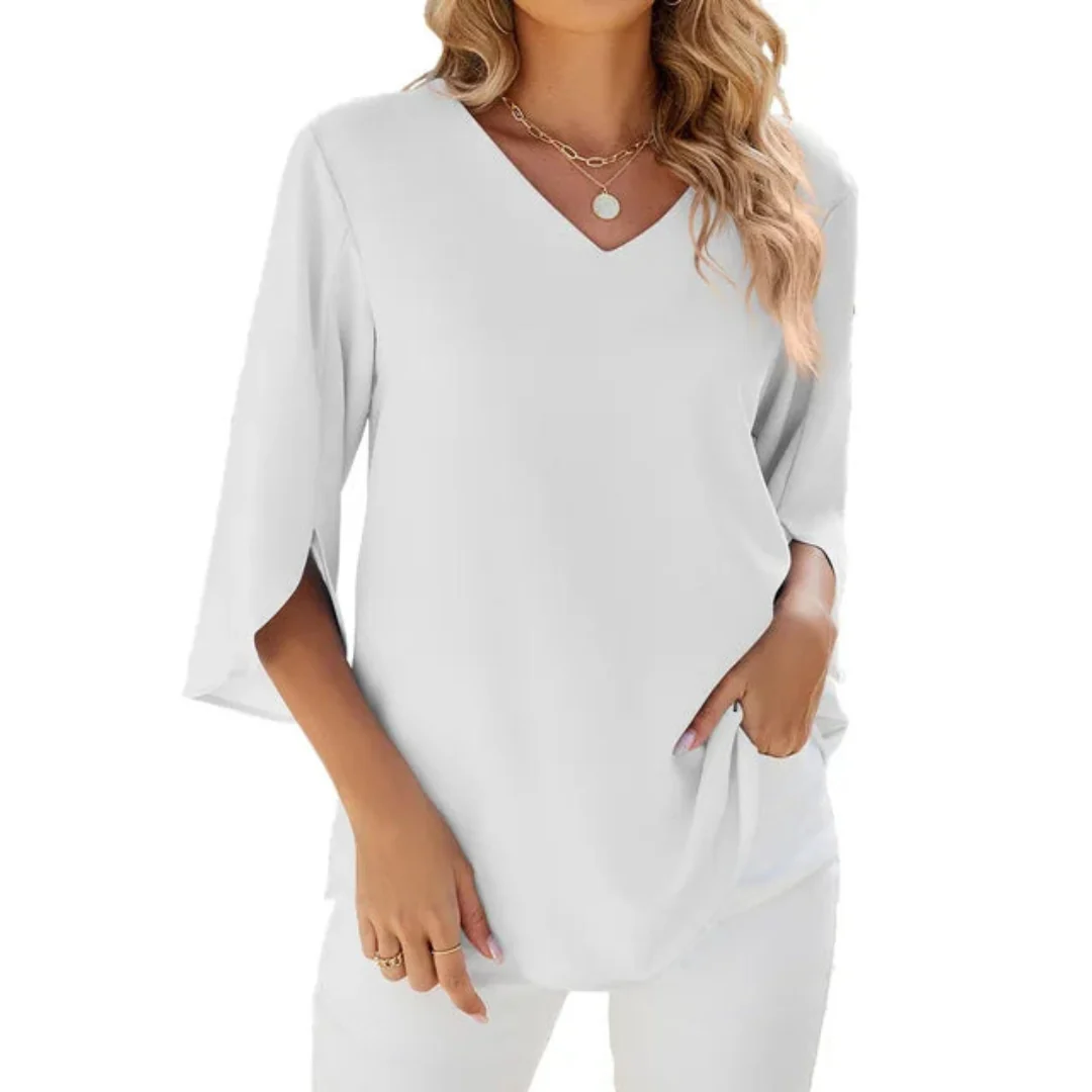 Chemisier col V femme manches cloche larges - Image 2