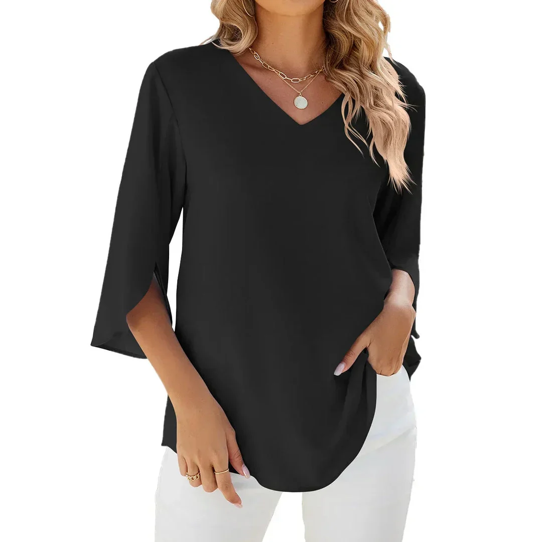 Chemisier col V femme manches cloche larges - Image 3