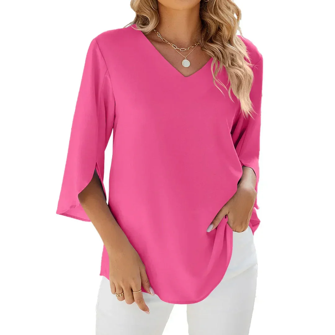 Chemisier col V femme manches cloche larges - Image 4