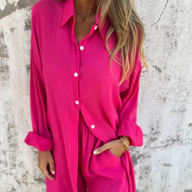 Ensemble deux pièces femme chemise oversize manches longues - Image 5