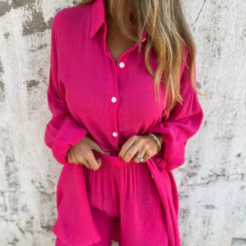 Ensemble deux pièces femme chemise oversize manches longues - Image 6