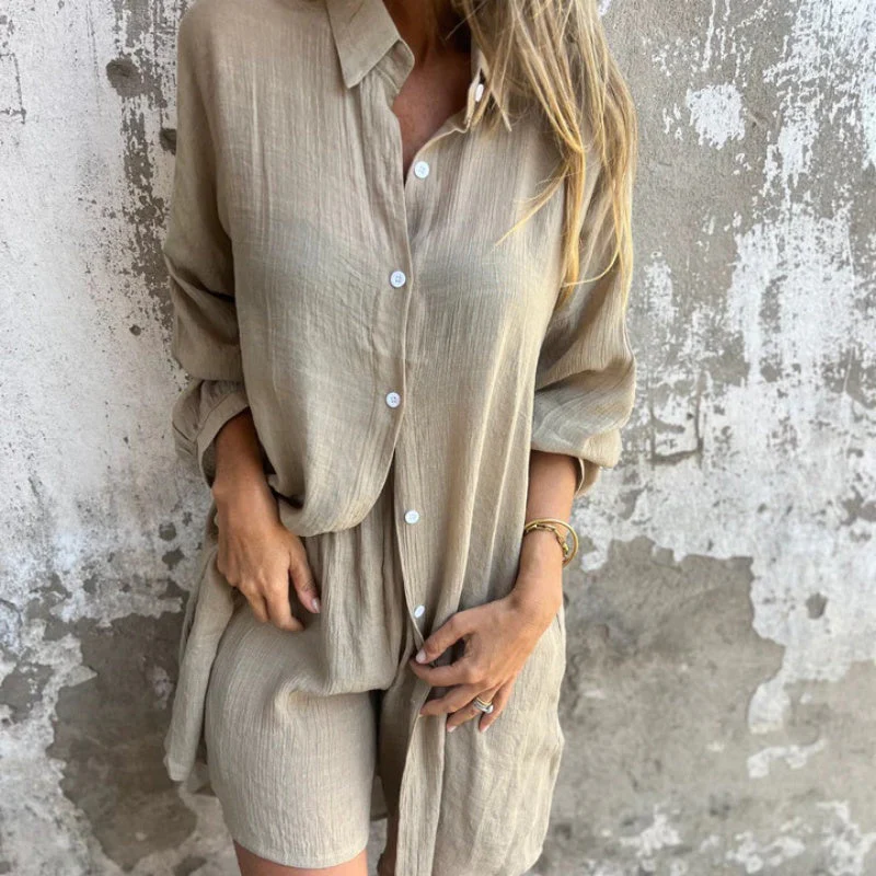 Ensemble deux pièces femme chemise oversize manches longues - Image 8