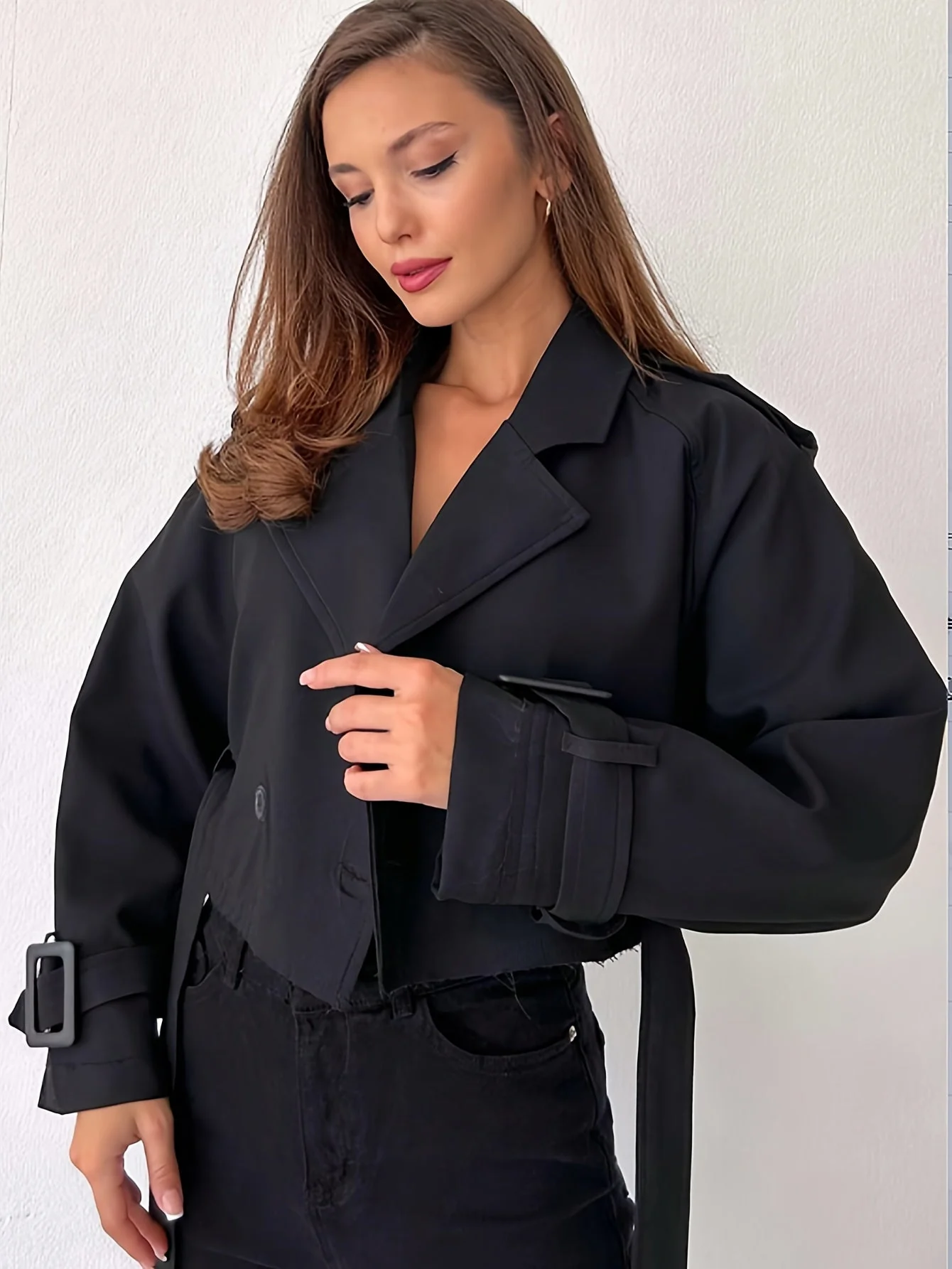 Veste courte vintage avec ceinture