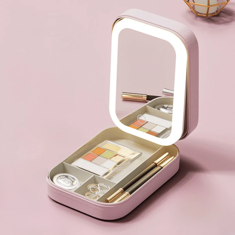Boîte à maquillage LED portable avec miroir - Image 4