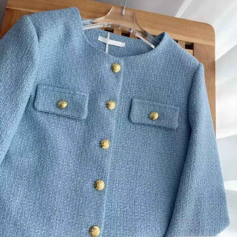 Veste femme col rond boutonnée manches longues - Image 2