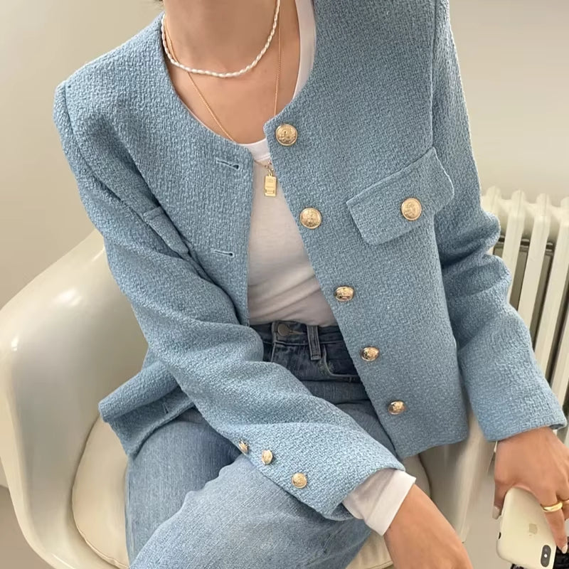 Veste femme col rond boutonnée manches longues - Image 3