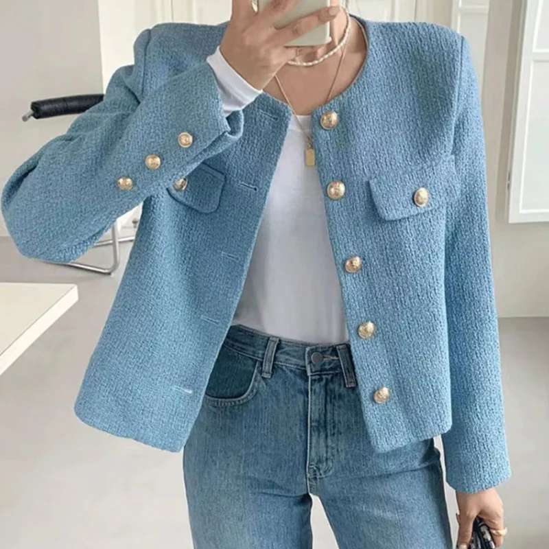 Veste femme col rond boutonnée manches longues - Image 4