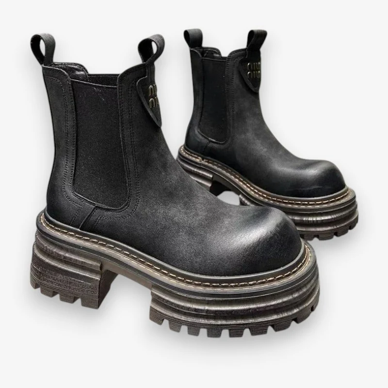 Naomi – Bottes épaisses à semelle antidérapante avec grosse boucle