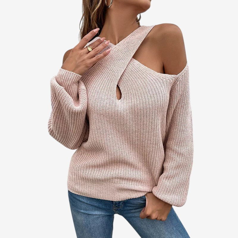 Pull femme épaules dénudées col tombant - Image 2