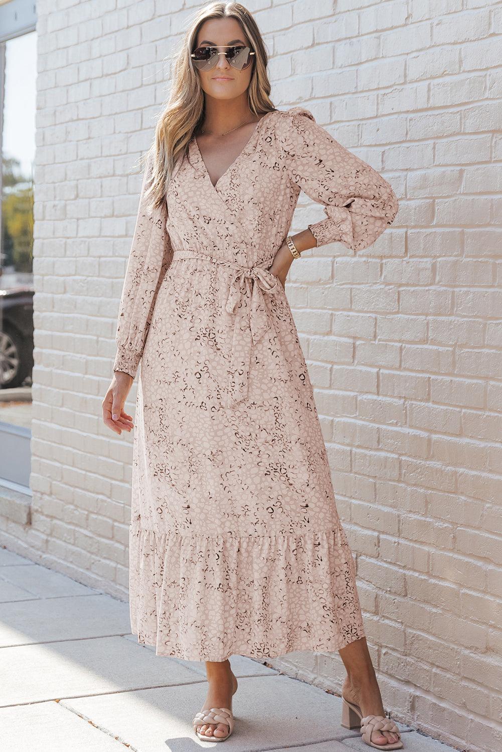 Naomi - Robe longue Naomi imprimé léopard avec taille nouée - Image 3