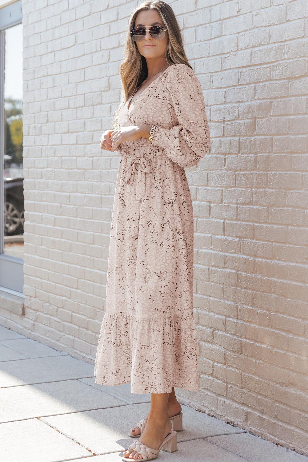 Naomi - Robe longue Naomi imprimé léopard avec taille nouée - Image 4