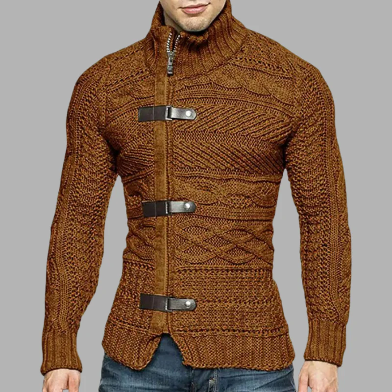 Pull homme col roulé zippé manches longues - Image 6