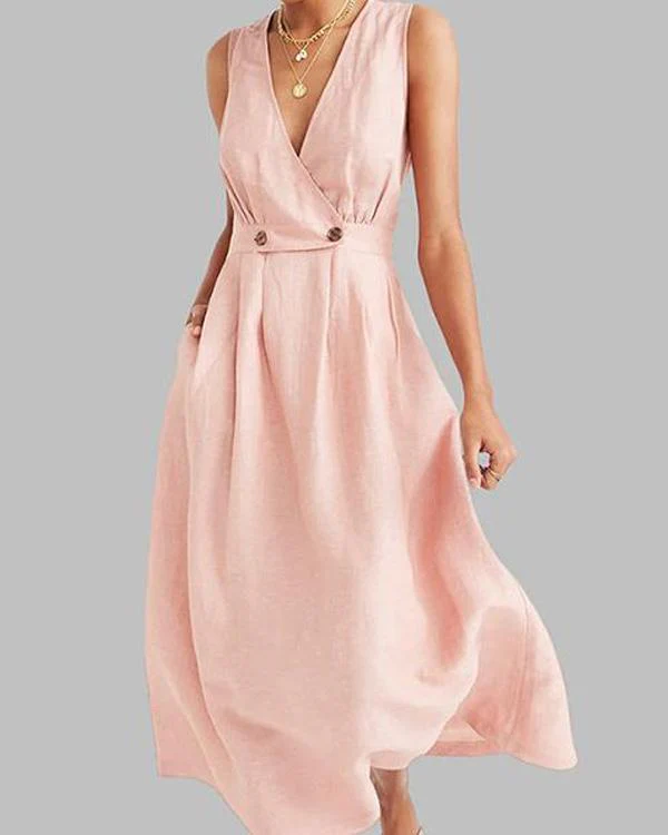 Nevaeh - Robe élégante à col en V et plis intemporels - Image 5