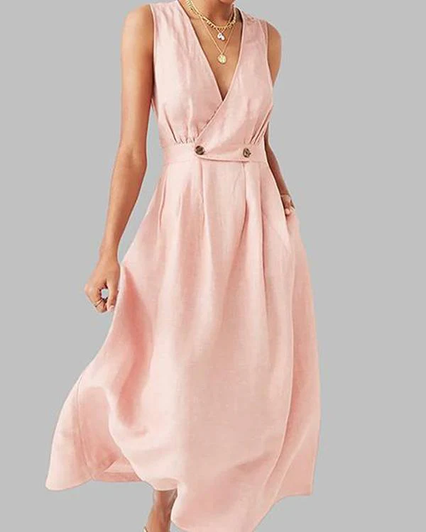 Nevaeh - Robe élégante à col en V et plis intemporels - Image 6