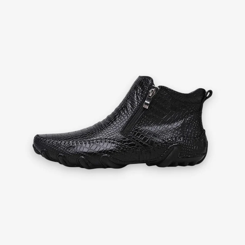 Bottines antidérapantes bout rond avec fermeture éclair latérale