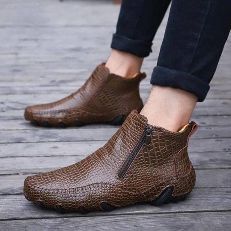 Bottines antidérapantes bout rond avec fermeture éclair latérale - Image 6