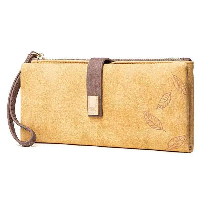 Nina – Portefeuille fin zippé motif feuilles en relief - Image 11