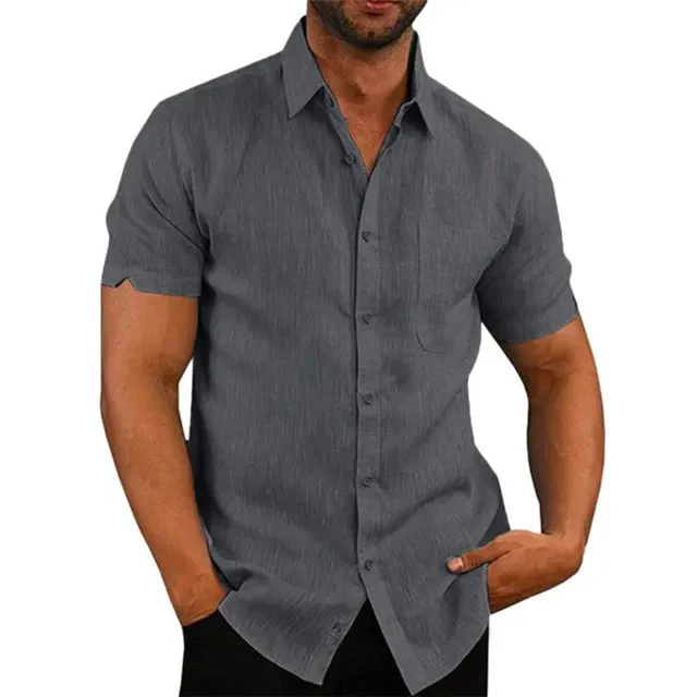 Chemise homme manches courtes boutonnée avec poche avant - Image 4