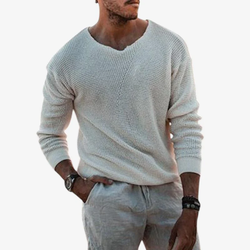 Pull homme ample col V manches longues - Image 2