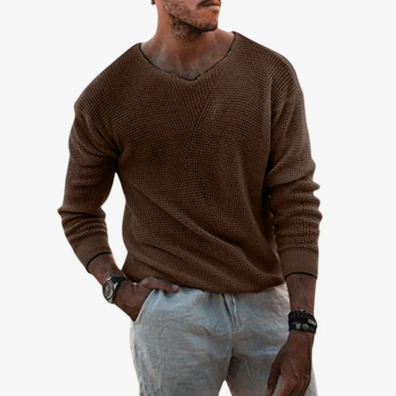 Pull homme ample col V manches longues - Image 3