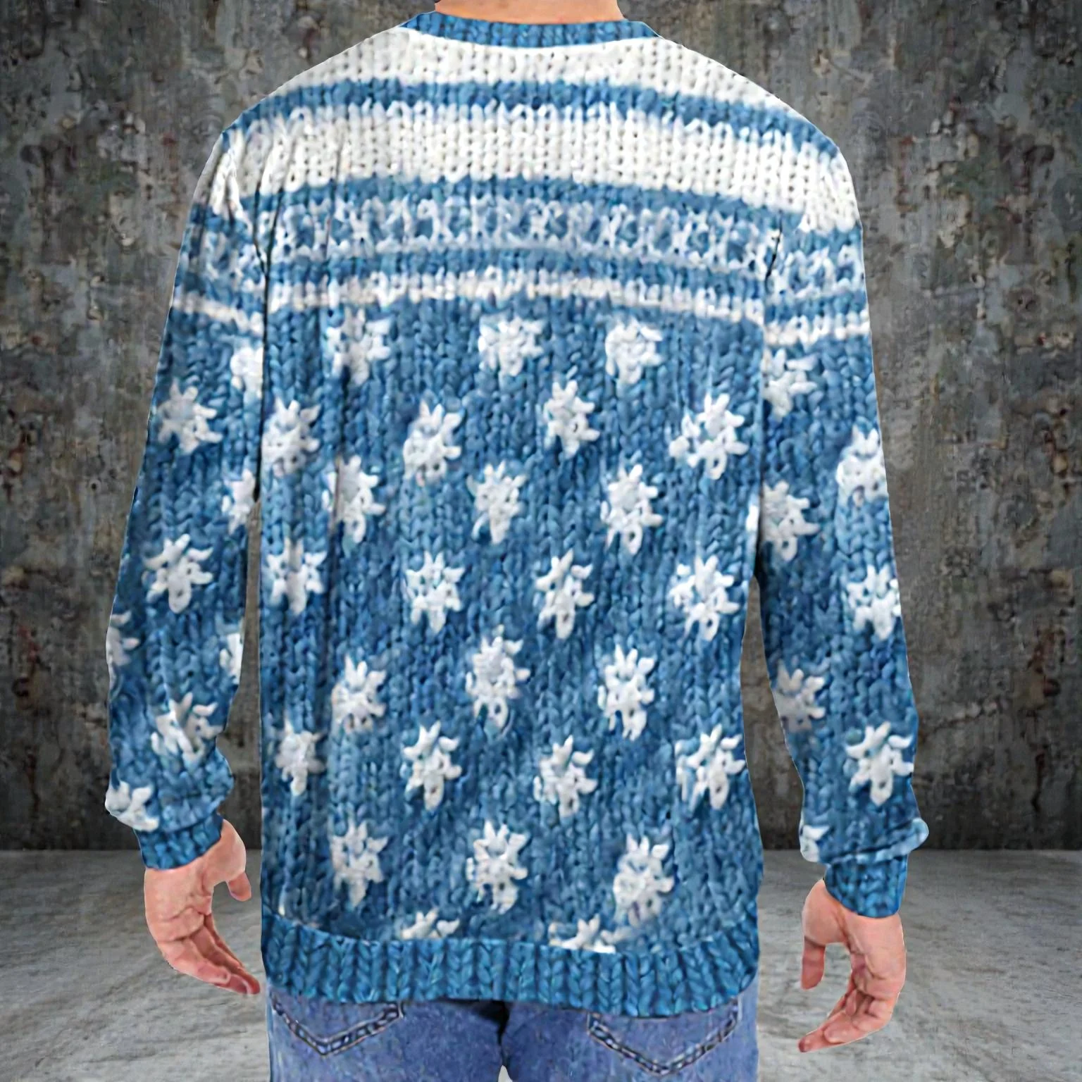 Pull homme ample col rond imprimé - Image 4