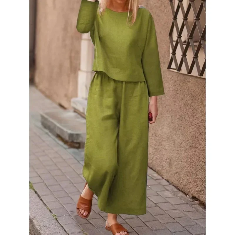 Ensemble 2 pièces Nora chemise manches longues + pantalon large - Image 2