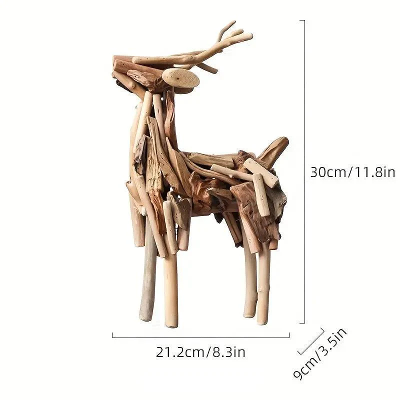 Sculpture en bois faite à la main, design abstrait de cerf - Image 5