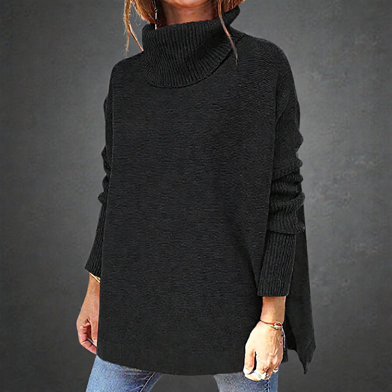 Nova – Cardigan à col roulé et manches longues avec coupe ample - Image 6