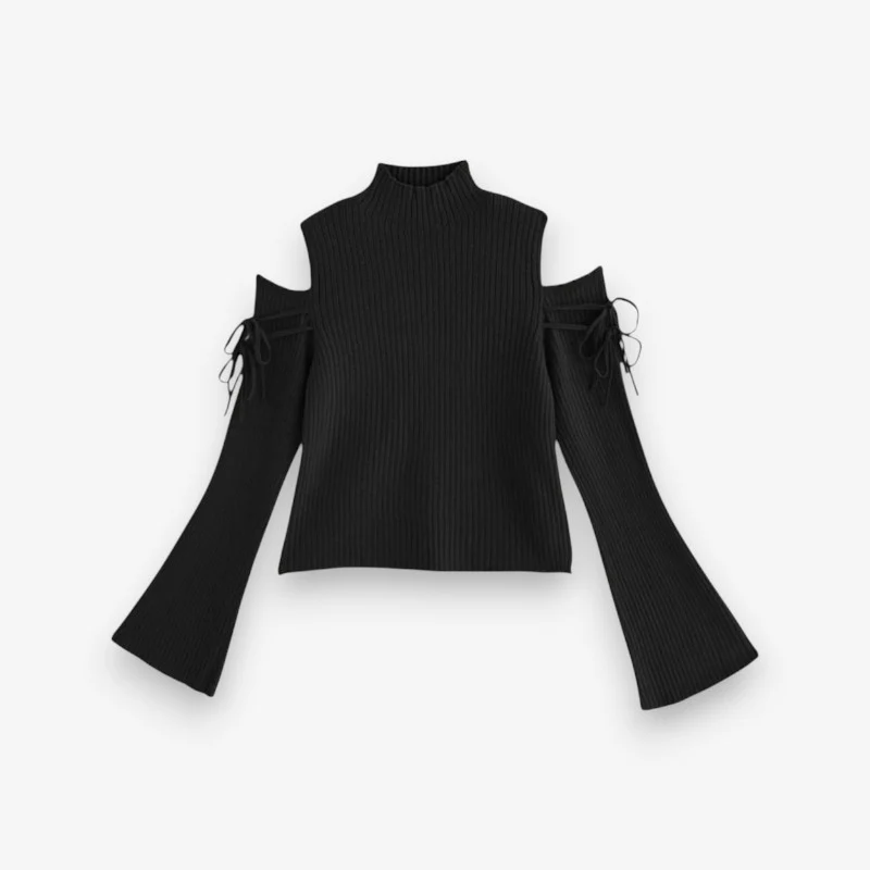 Pull femme épaules dénudées col rond