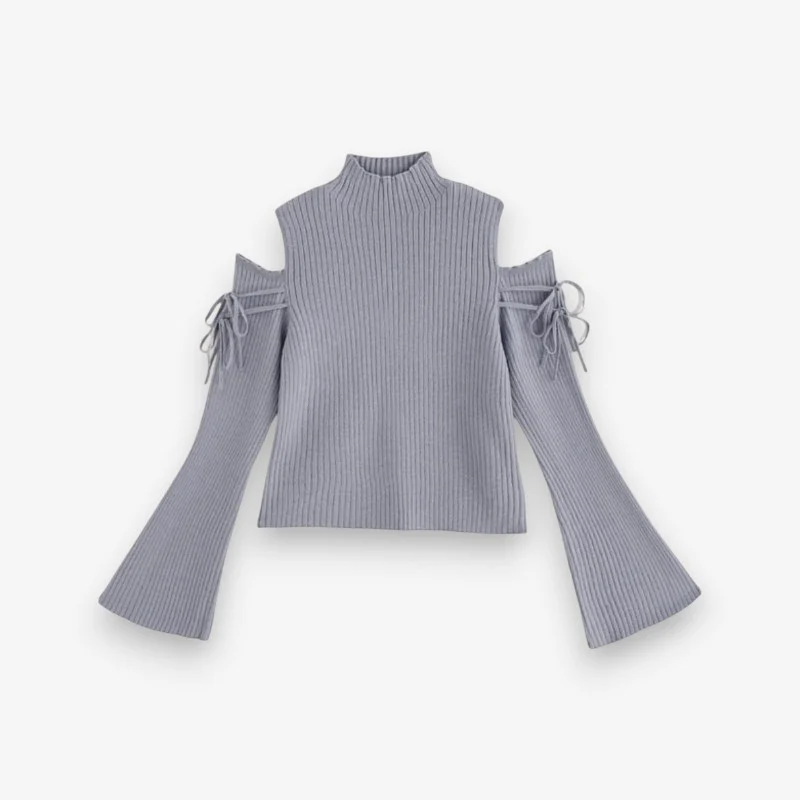 Pull femme épaules dénudées col rond - Image 2