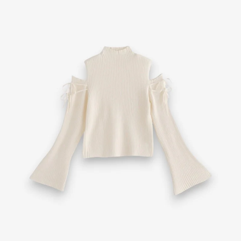 Pull femme épaules dénudées col rond - Image 3