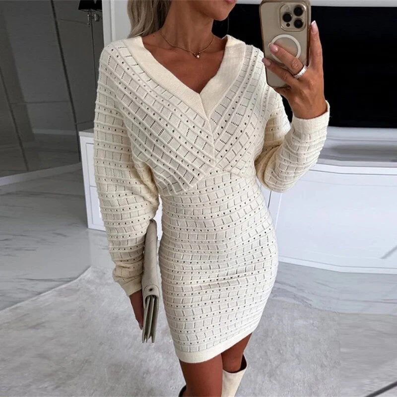 Nyree - Robe courte taille haute col en V - Image 3