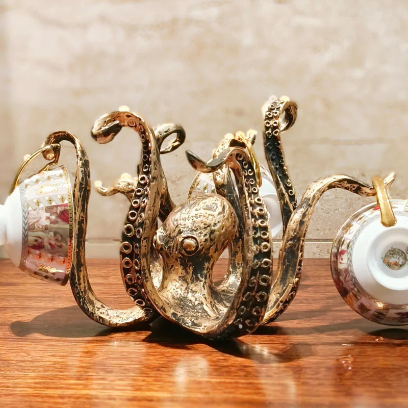 Support Broyeur Rustique pour Tasses avec Motif Pieuvre - Image 4