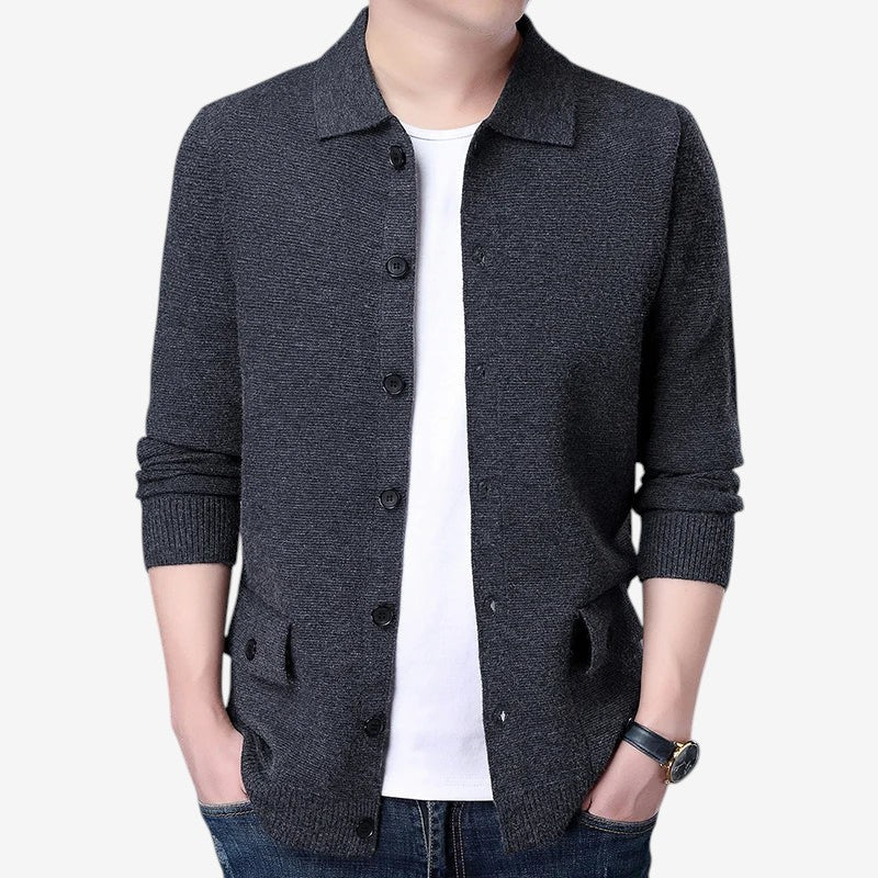 Cardigan homme manches longues col classique Oliver - Image 4