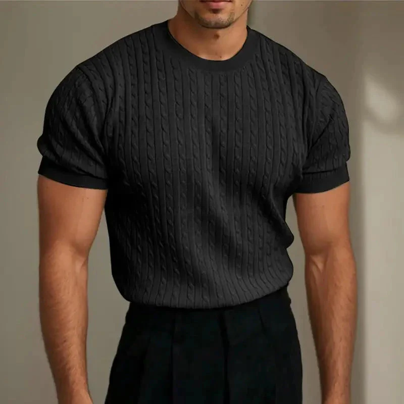 Oliver - Chemise Classique en Tricot Torsadé avec Col Ras du Cou
