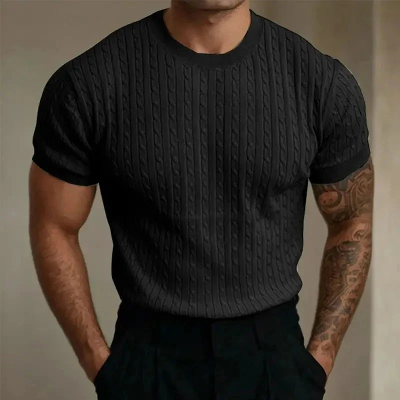 Oliver - Chemise Classique en Tricot Torsadé avec Col Ras du Cou - Image 4