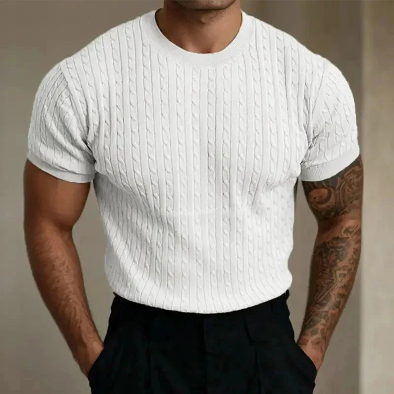 Oliver - Chemise Classique en Tricot Torsadé avec Col Ras du Cou - Image 7
