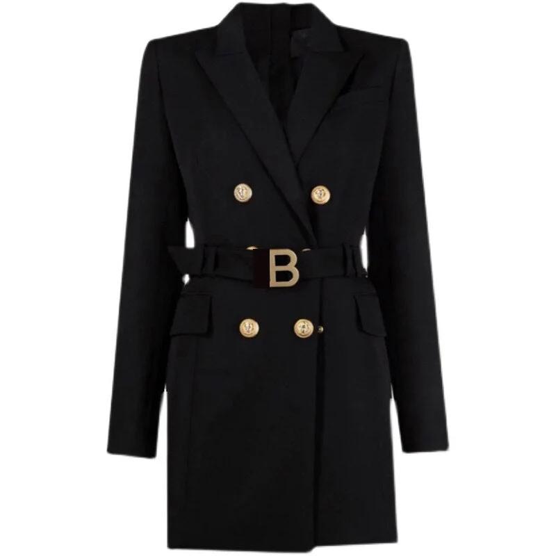 Robe blazer femme manches longues ceinturée