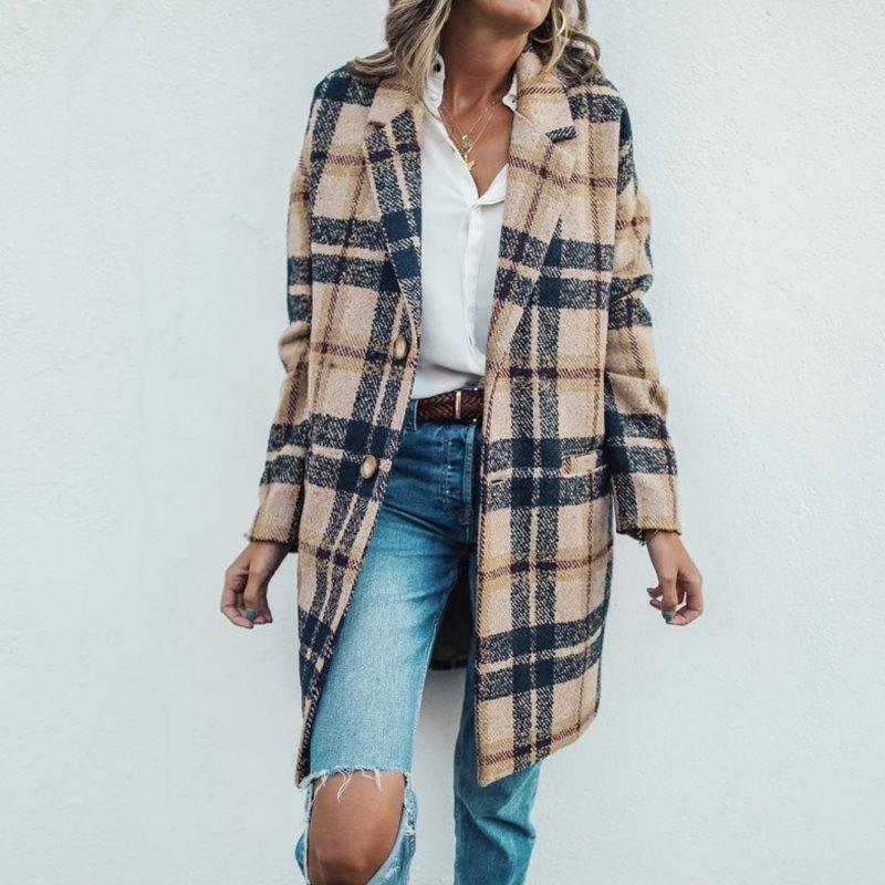 Manteau à carreaux Olivia coupe longue ajustée - Image 3