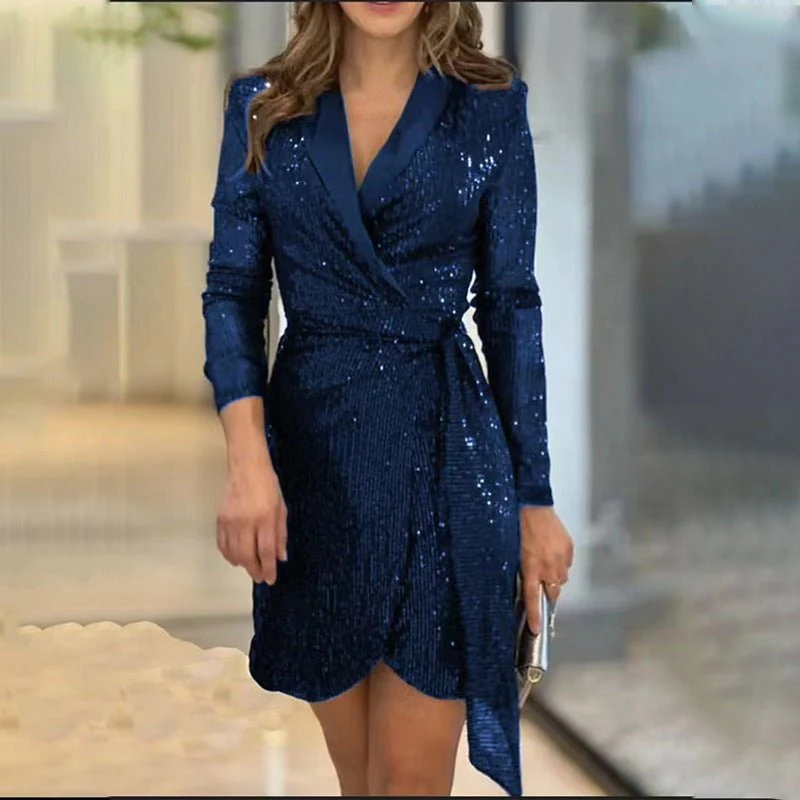 Robe Décontractée Olivia à Manches Longues et Décolleté en V Profond - Image 3