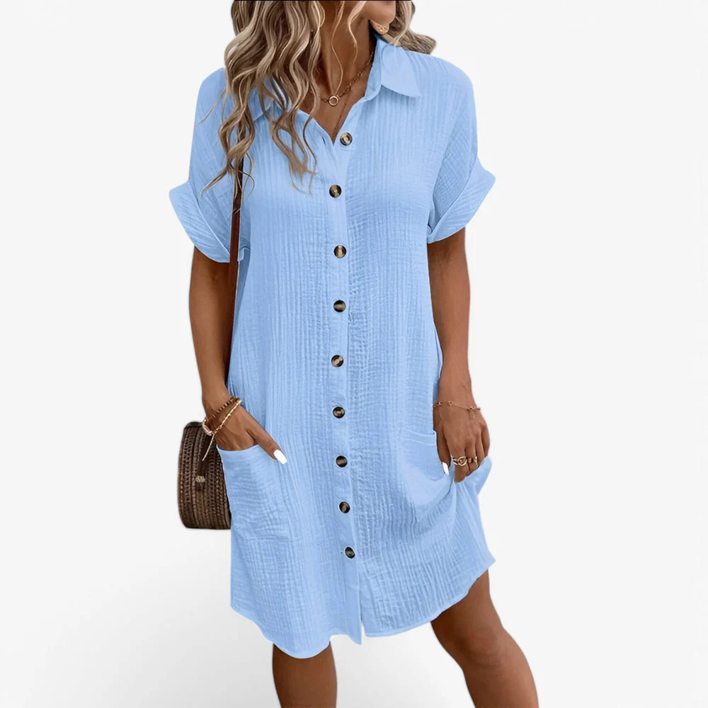 Robe femme boutonnée devant longueur genou - Image 4