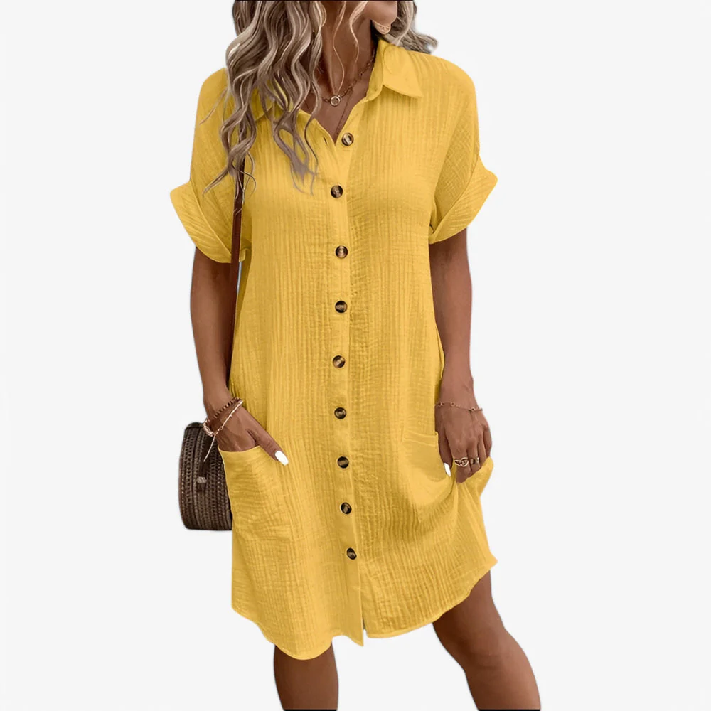 Robe femme boutonnée devant longueur genou - Image 5