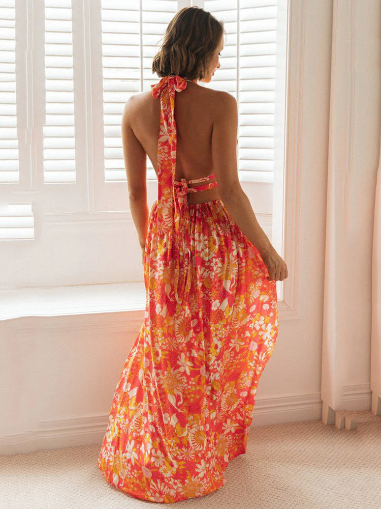 Olivia - Robe fendue imprimé floral dos nu - Image 2