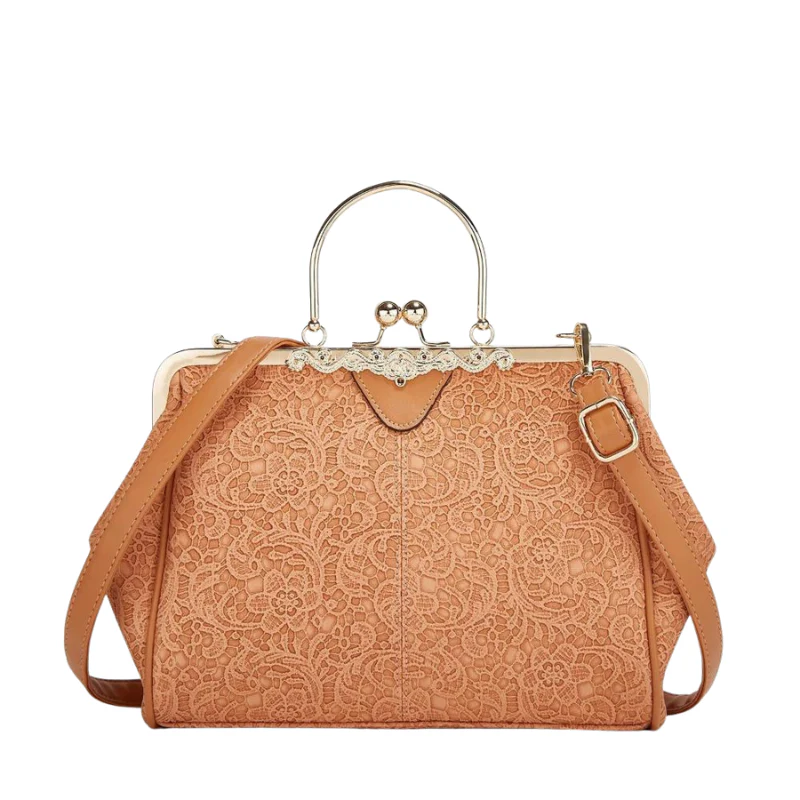 Sac à main en cuir avec fermeture kiss lock + poignée clip - Image 2