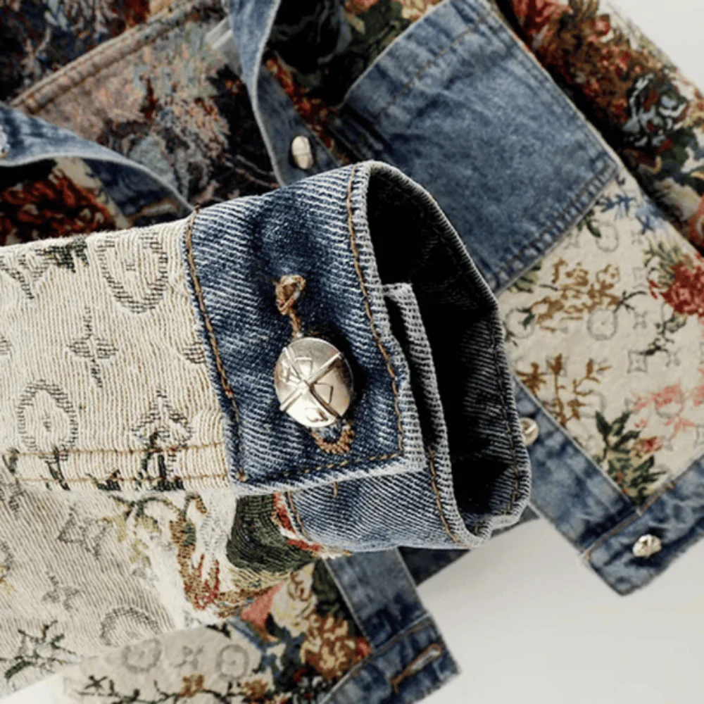 Veste femme denim imprimé floral - Image 4