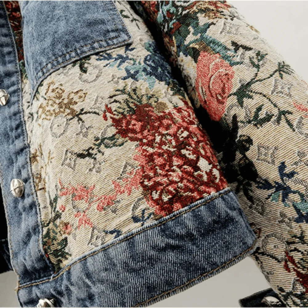 Veste femme denim imprimé floral - Image 5