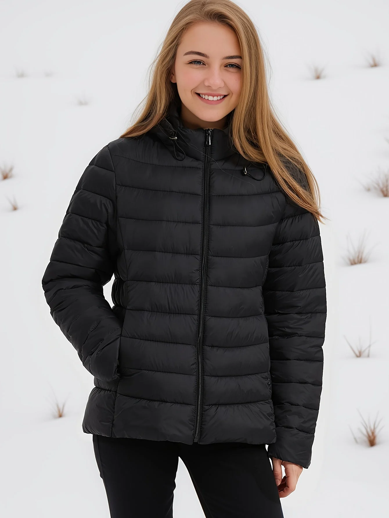 Veste d'hiver femme à capuche zippée